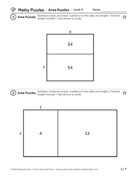 Area Puzzles, Level 4: a page from the free set