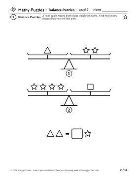 Balance Puzzles, Level 2: a page from the free set