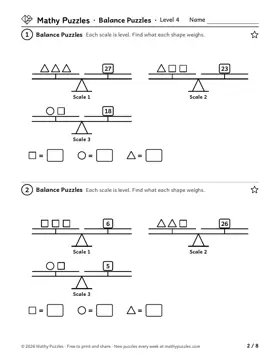 Balance Puzzles, Level 4: a page from the free set