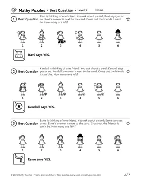 Best Question, Level 2: a page from the free set