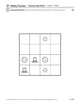 Connect the Pairs, Level 1: a page from the free set