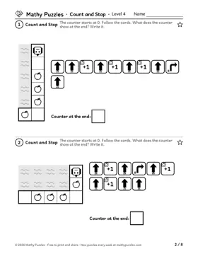 Count and Stop, Level 4: a page from the free set