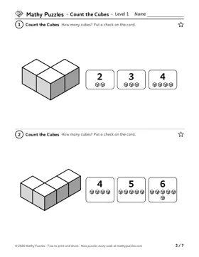 Count the Cubes, Level 1: a page from the free set