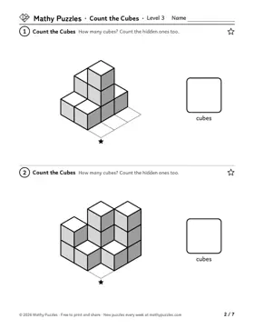 Count the Cubes, Level 3: a page from the free set