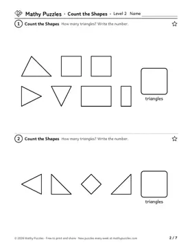 Count the Shapes, Level 2: a page from the free set