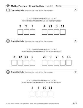 Crack the Code, Level 3: a page from the free set