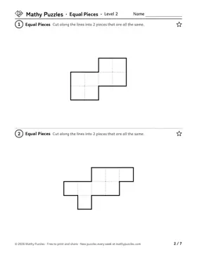 Equal Pieces, Level 2: a page from the free set