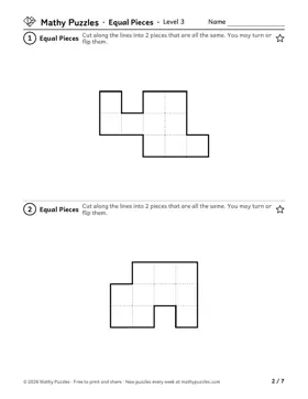 Equal Pieces, Level 3: a page from the free set