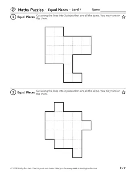 Equal Pieces, Level 4: a page from the free set