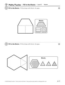 Fill in the Blocks, Level 1: a page from the free set
