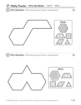 Fill in the Blocks, Level 2: a page from the free set