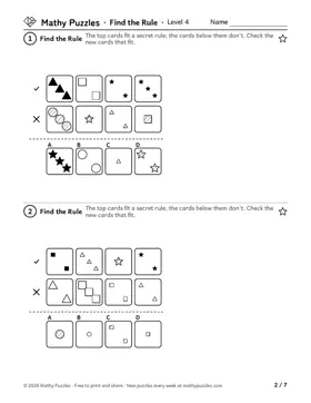 Find the Rule, Level 4: a page from the free set