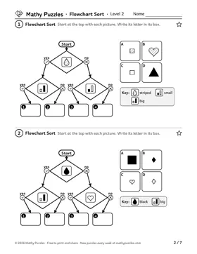 Flowchart Sort, Level 2: a page from the free set