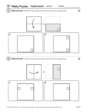 Fold & Punch, Level 1: a page from the free set