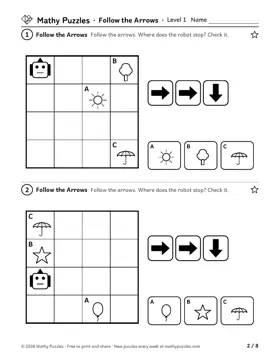 Follow the Arrows, Level 1: a page from the free set