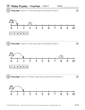 Frog Hops, Level 1: a page from the free set