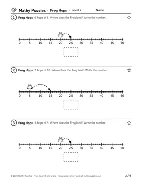 Frog Hops, Level 2: a page from the free set