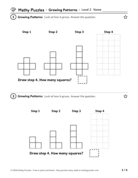 Growing Patterns, Level 2: a page from the free set