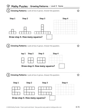 Growing Patterns, Level 3: a page from the free set