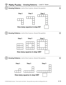 Growing Patterns, Level 4: a page from the free set