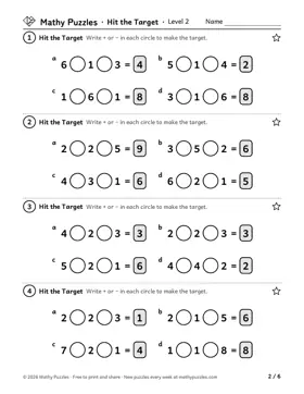 Hit the Target, Level 2: a page from the free set