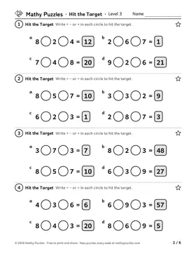 Hit the Target, Level 3: a page from the free set