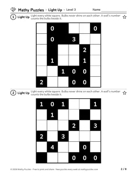 Light Up, Level 3: a page from the free set