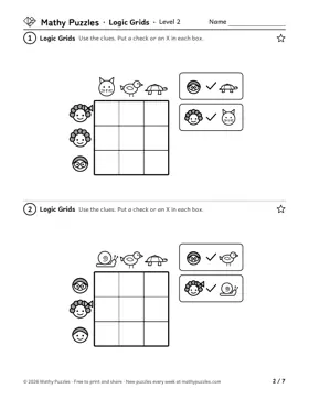 Logic Grids, Level 2: a page from the free set