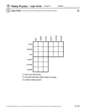 Logic Grids, Level 3: a page from the free set