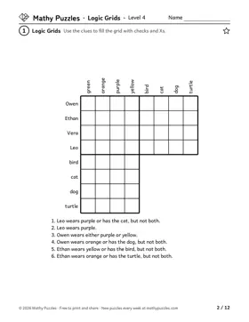 Logic Grids, Level 4: a page from the free set