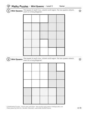 Mini Queens, Level 3: a page from the free set