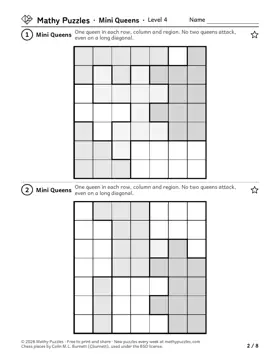 Mini Queens, Level 4: a page from the free set