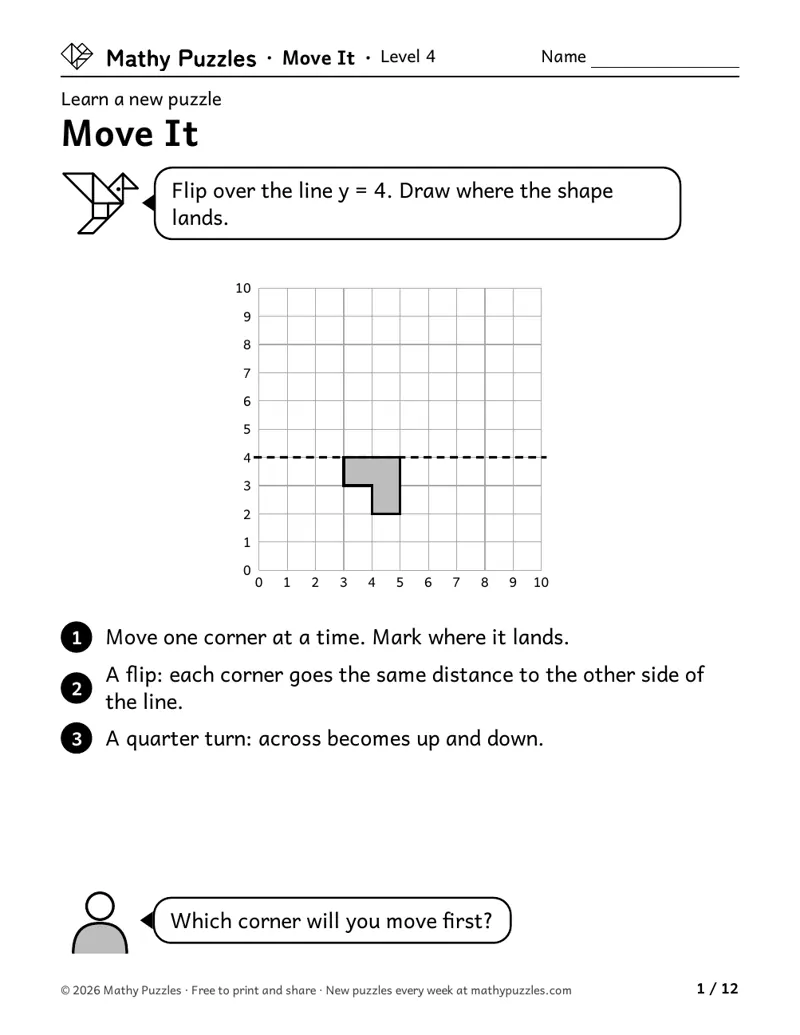 Move It, Level 4 Learn sheet with a worked example