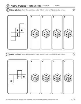 Nets & Solids, Level 4: a page from the free set