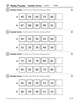Number Series, Level 2: a page from the free set