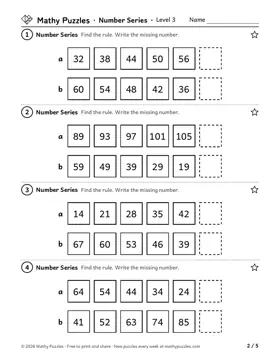 Number Series, Level 3: a page from the free set