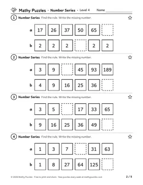 Number Series, Level 4: a page from the free set