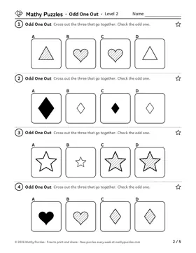 Odd One Out, Level 2: a page from the free set