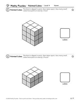 Painted Cubes, Level 4: a page from the free set