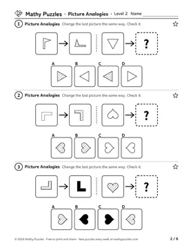 Picture Analogies, Level 2: a page from the free set