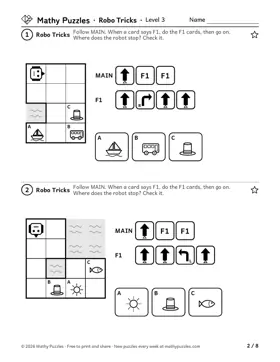 Robo Tricks, Level 3: a page from the free set