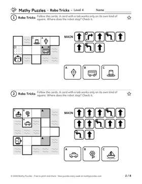 Robo Tricks, Level 4: a page from the free set