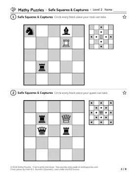 Safe Squares & Captures, Level 2: a page from the free set