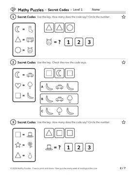 Secret Codes, Level 1: a page from the free set