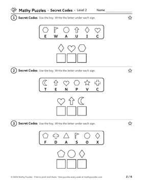 Secret Codes, Level 2: a page from the free set
