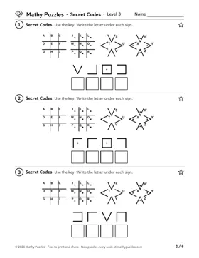 Secret Codes, Level 3: a page from the free set
