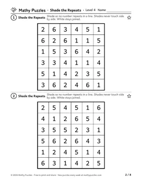 Shade the Repeats, Level 4: a page from the free set