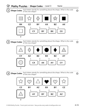 Shape Codes, Level 3: a page from the free set