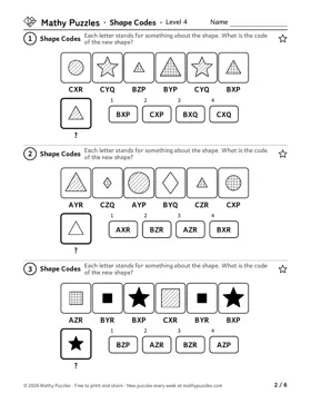 Shape Codes, Level 4: a page from the free set