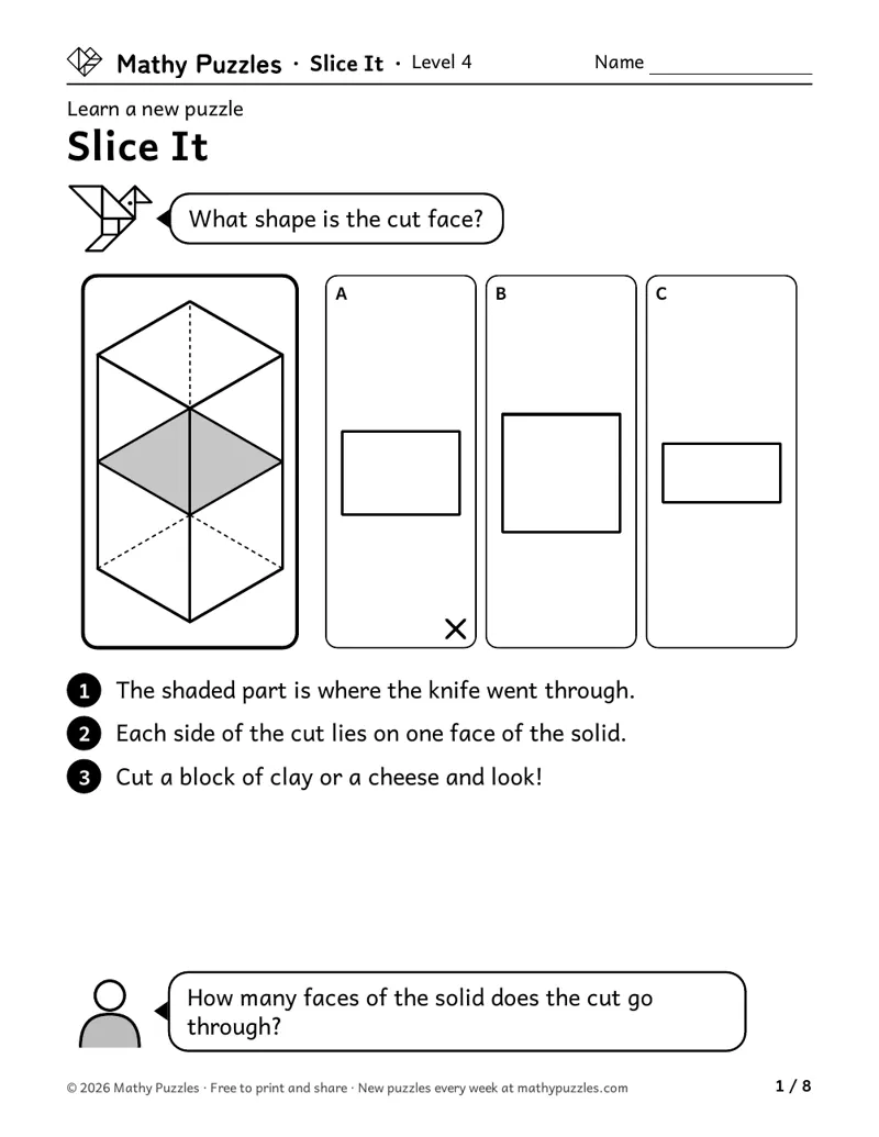 Slice It, Level 4 Learn sheet with a worked example